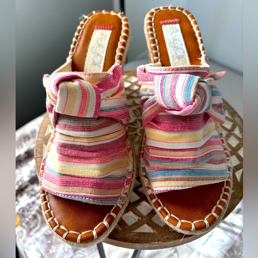 $12 MEMORIAL DAY BLOWOUT Sugar Espadrille Striped Sandals pink/cream/blue/yellow
